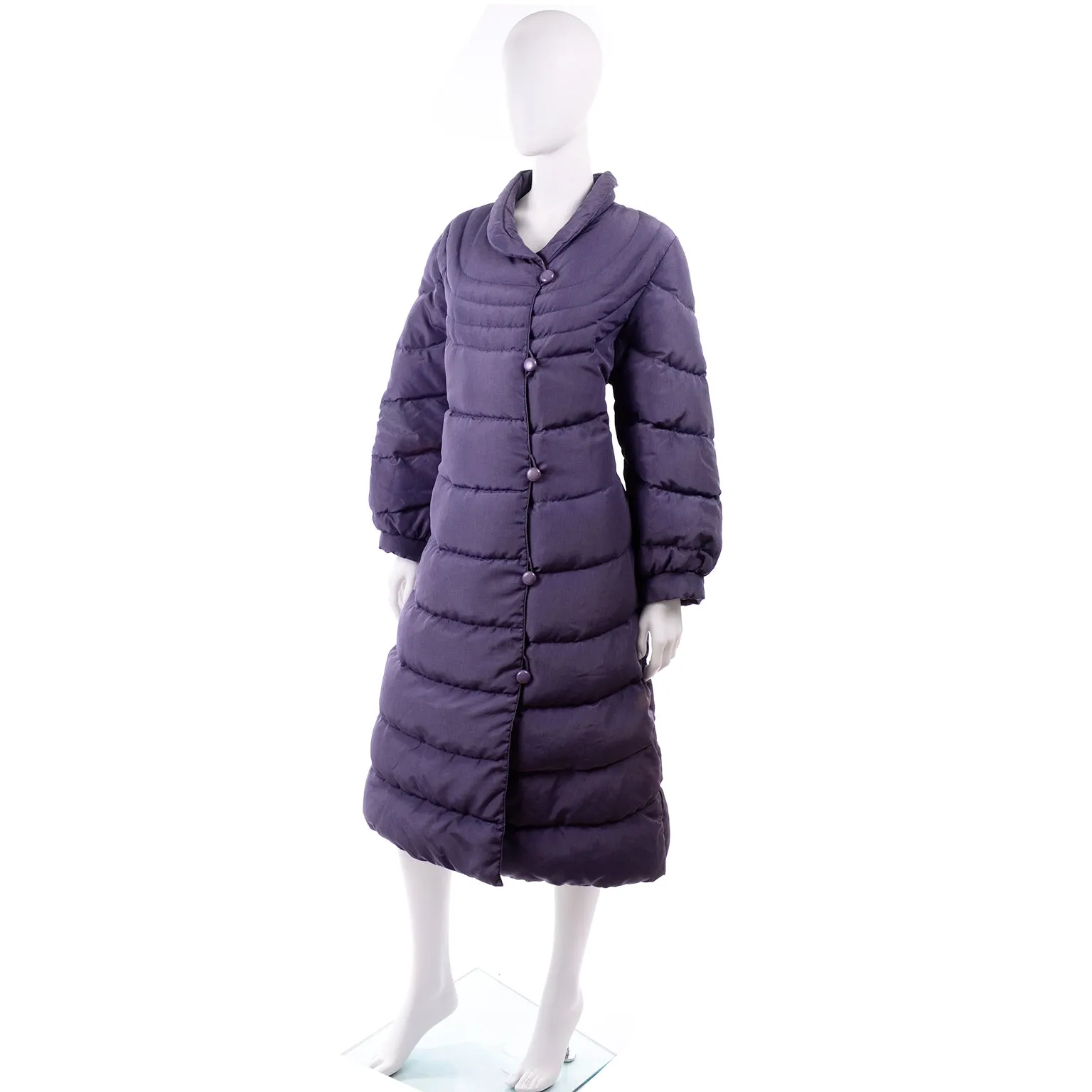 1980s Purple Quilted Bill Blass Vintage Puffer Coat