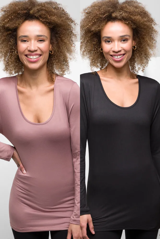 2 Pack Thermal Spencers Black And Mocha