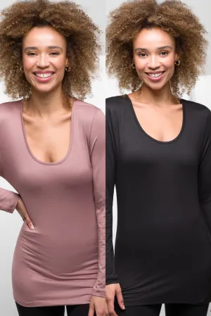 2 Pack Thermal Spencers Black And Mocha