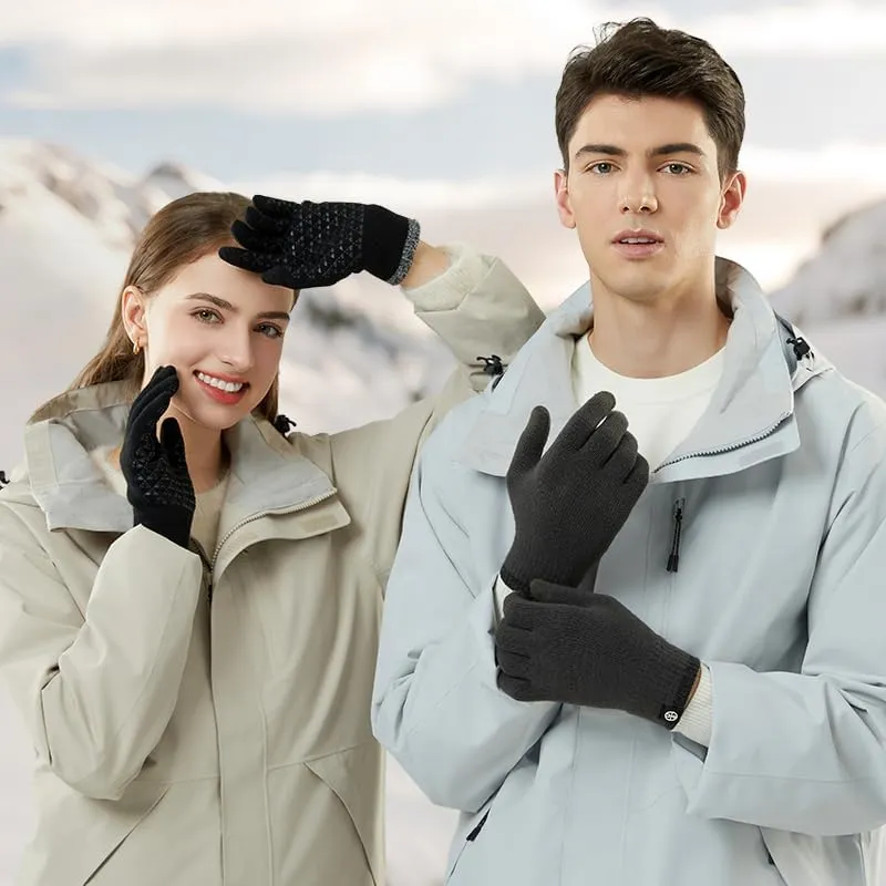 3 Pairs Winter Gloves - Touch Screen Elastic Knit Thermal Anti-Slip Gloves