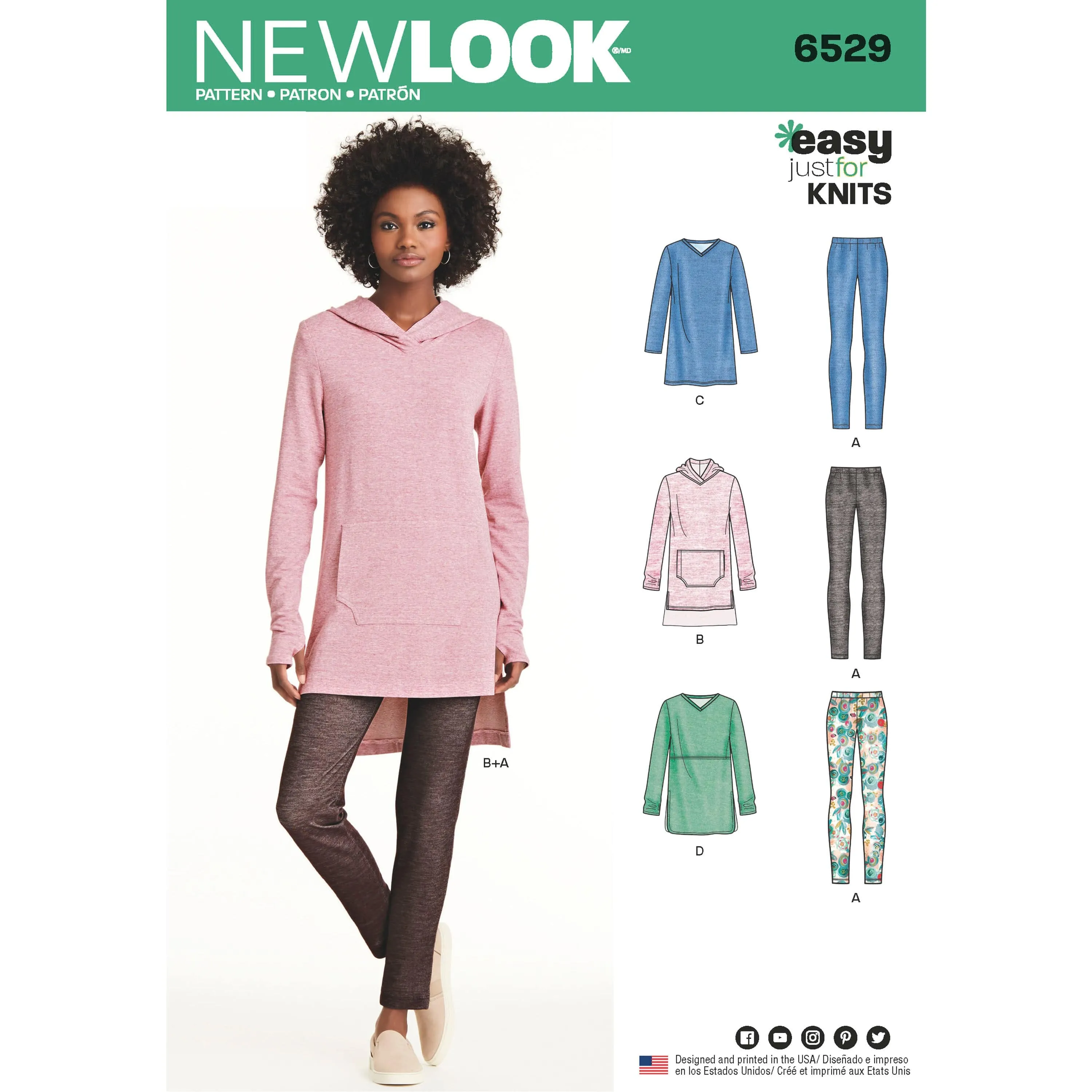 6529 New Look Pattern 6529 Women's Knit Tunics and Leggings