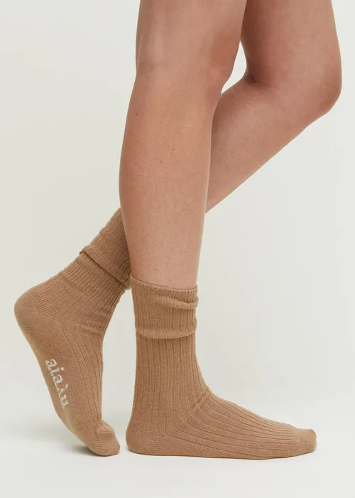 AIAYU - Cashmere Rib Socks - Baguette