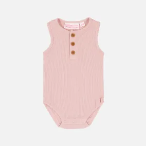 Alfie Waffle Romper - Antique Rose