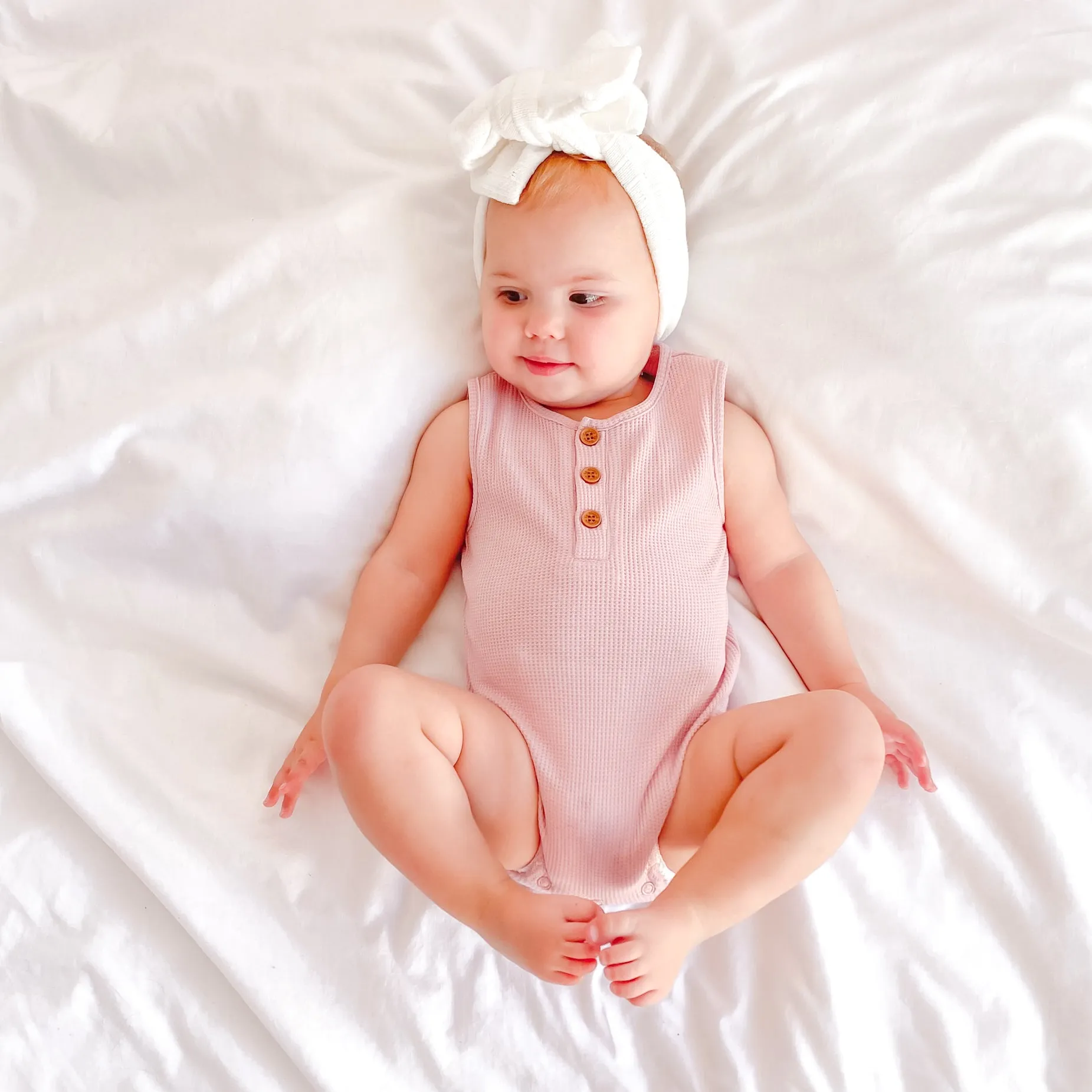 Alfie Waffle Romper - Antique Rose