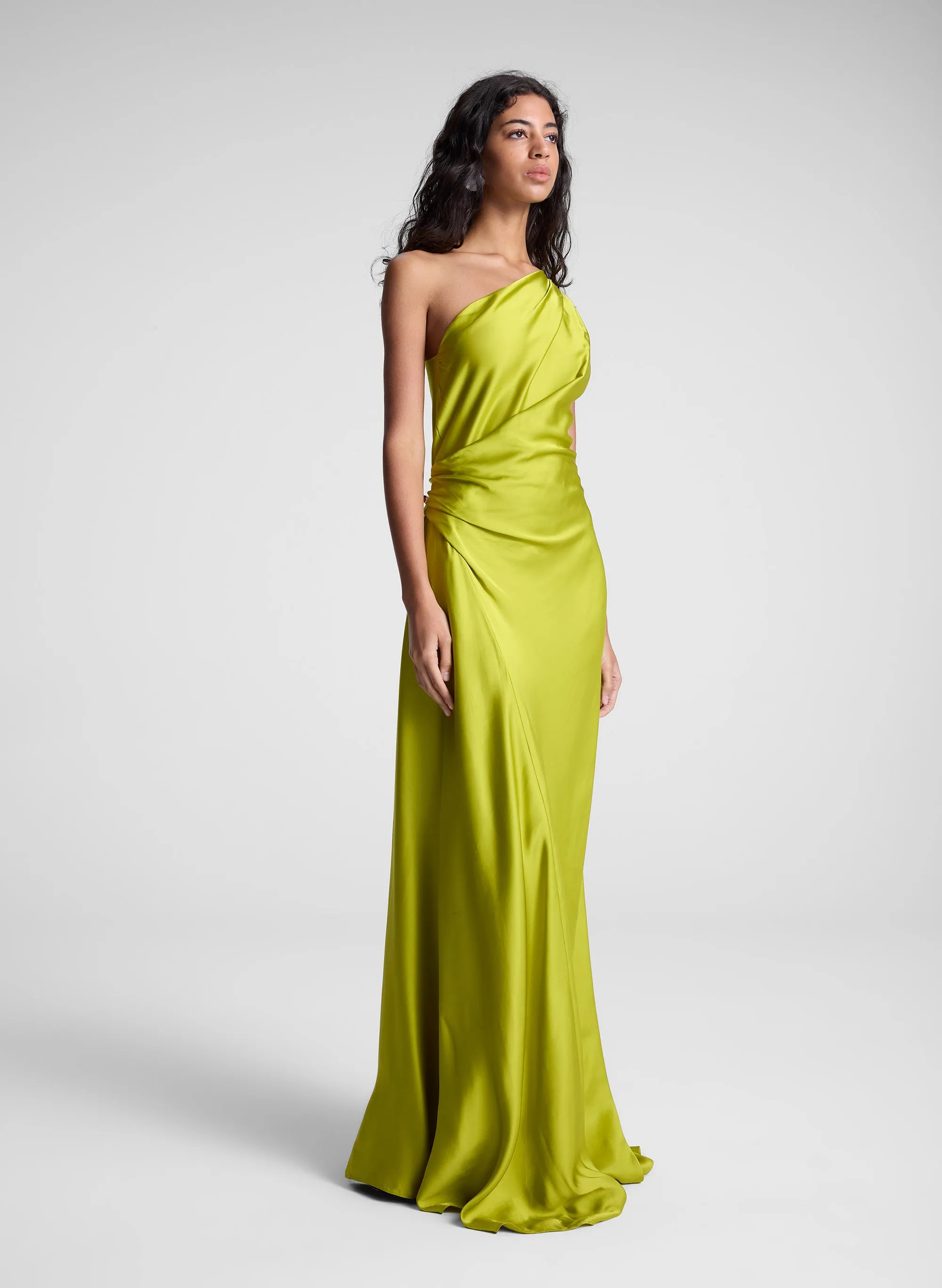 Aster Satin One Shoulder Gown