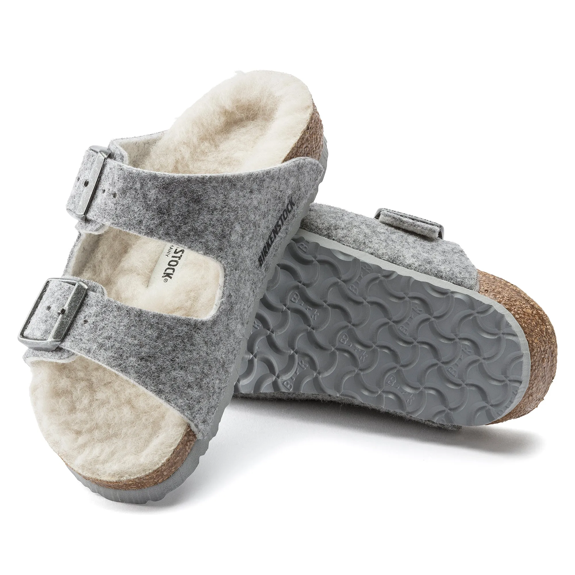 Birkenstock Kids Arizona Shearling light gray wool/natural shearling