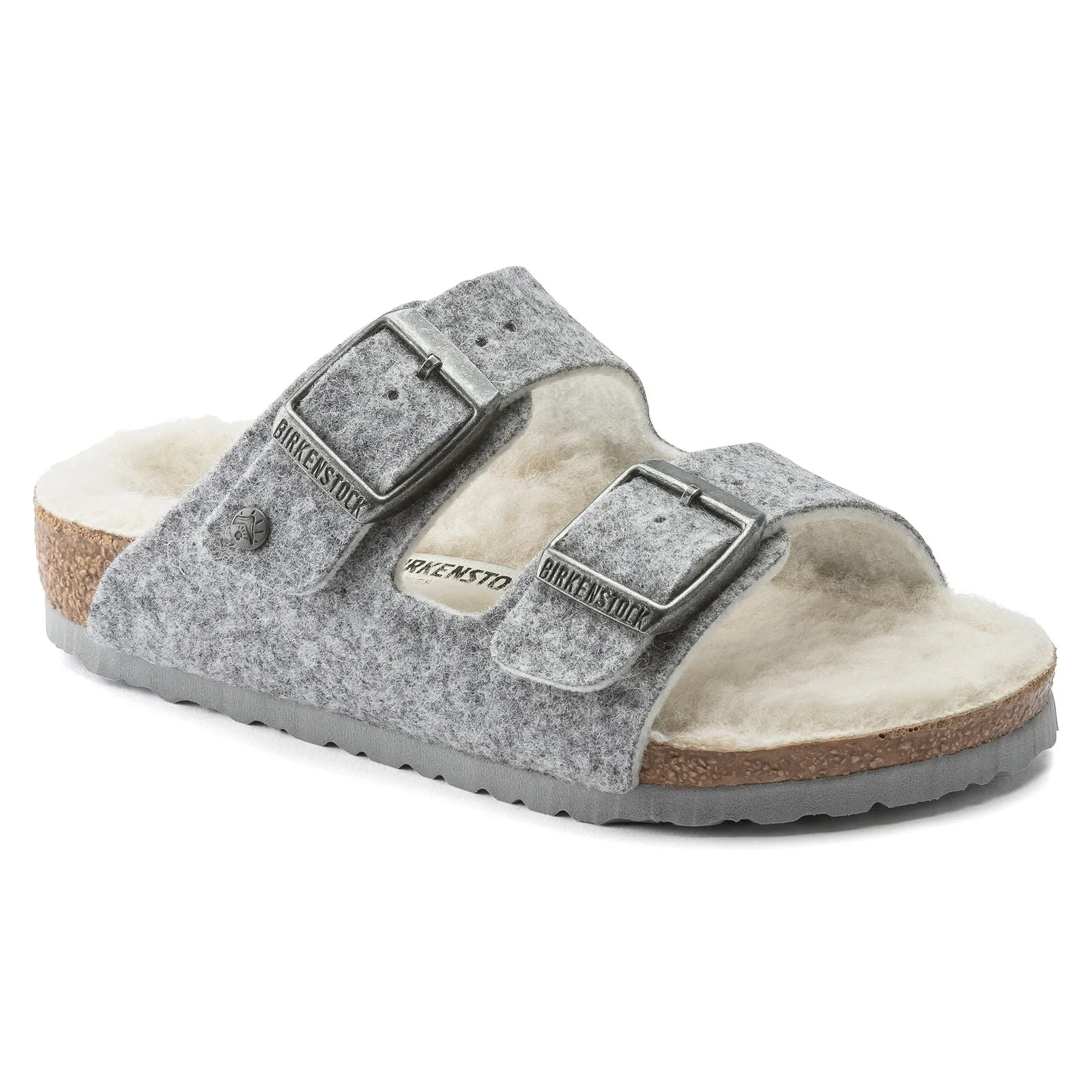 Birkenstock Kids Arizona Shearling light gray wool/natural shearling