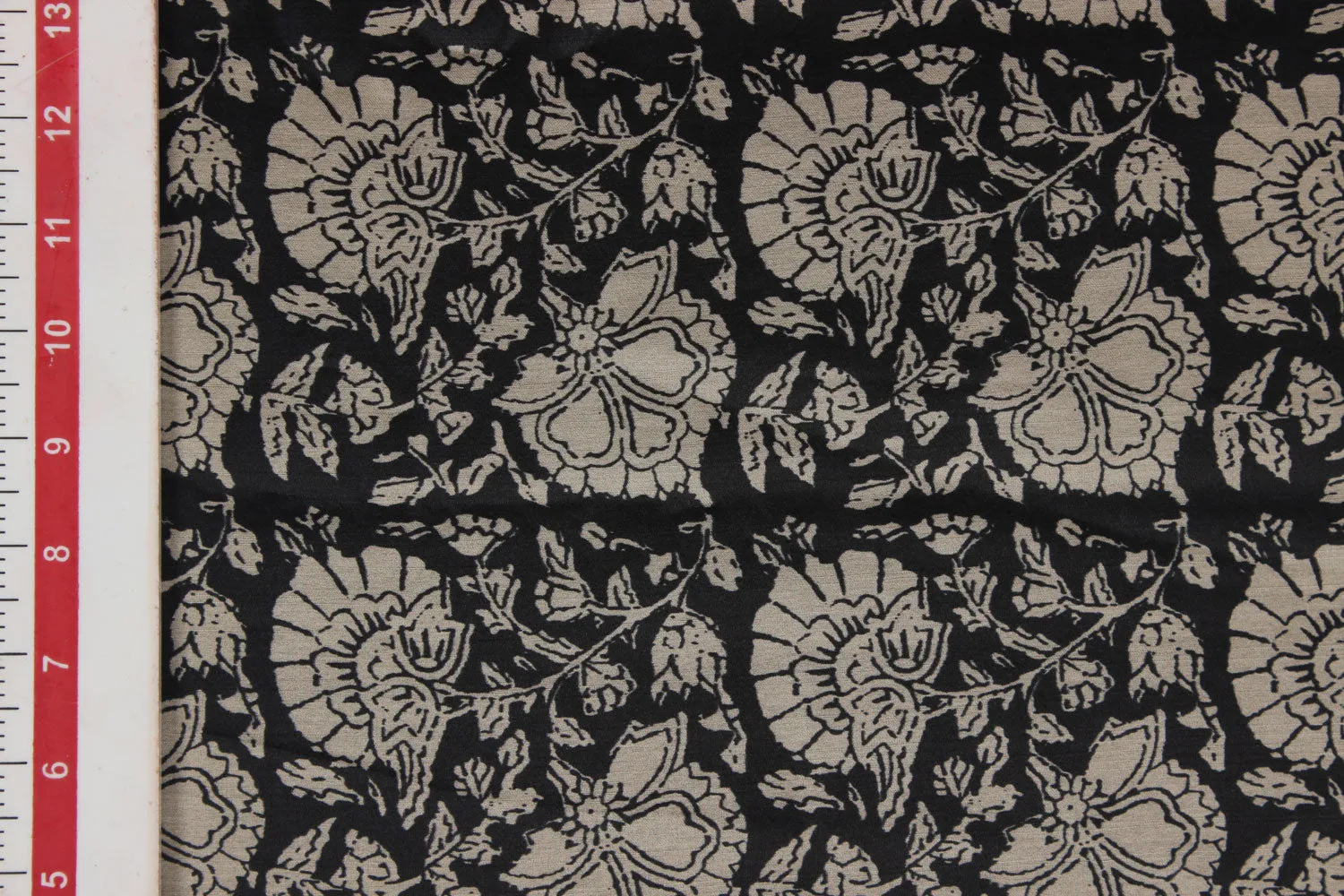 Black & White Tussar Impression Fabric