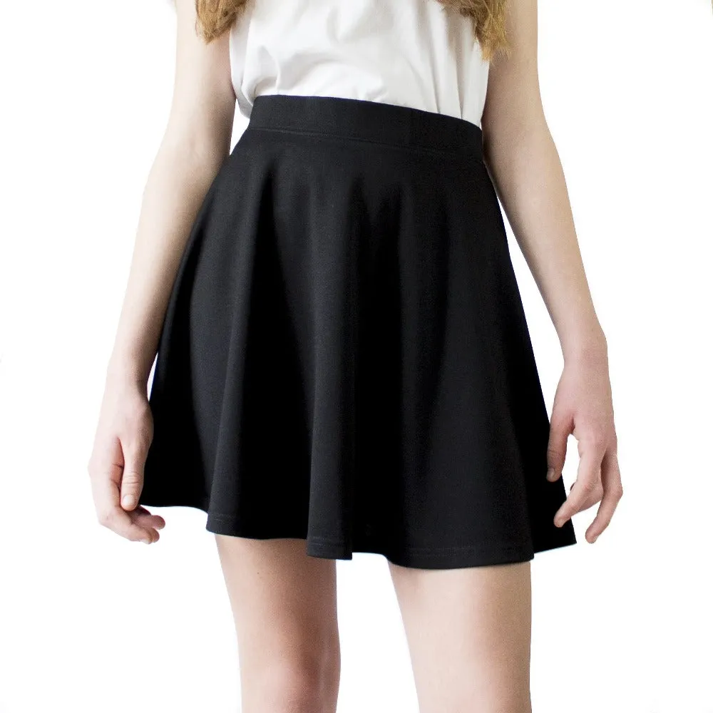 Black Skater Skirt - Mini - Premium Jersey