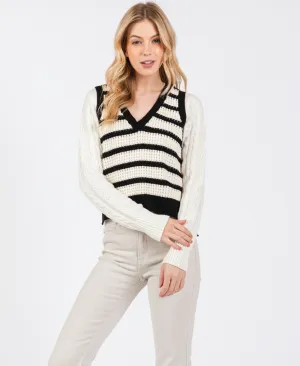 Blair Black and White Striped Vest