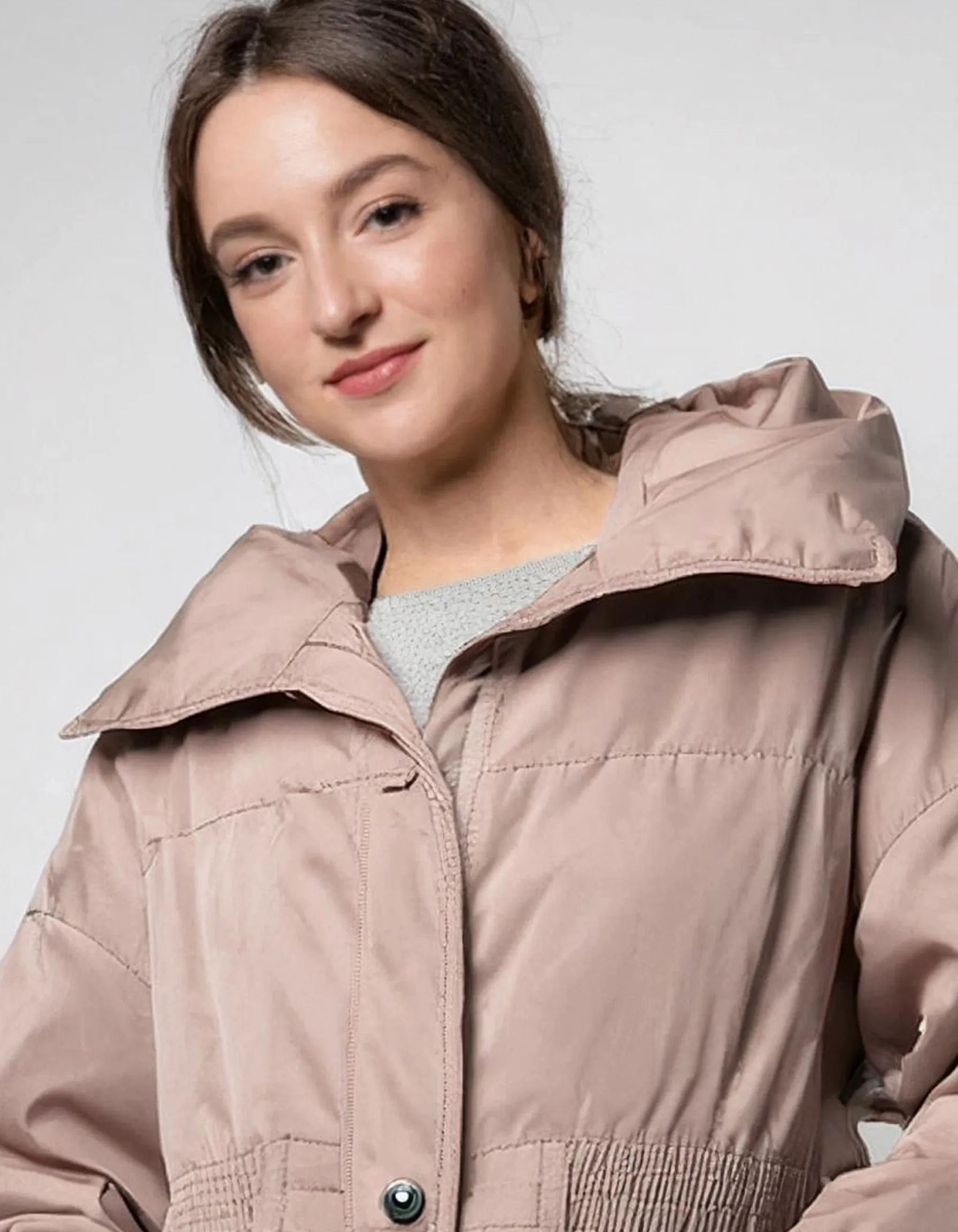 Blush Pink Long Hooded Parka with Insulation