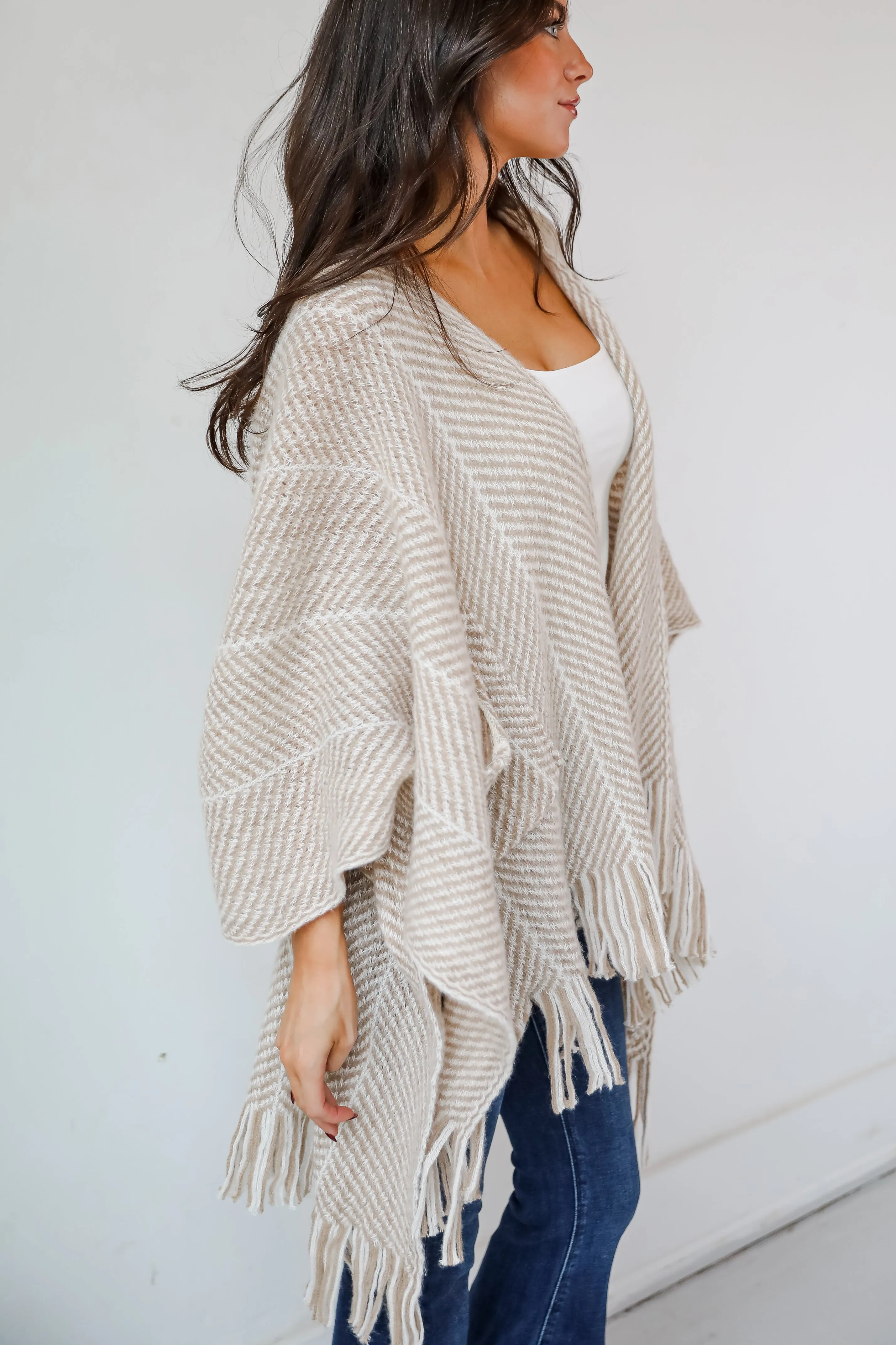 Care For You Beige Fringe Shawl - DOORBUSTER