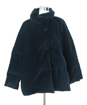 Carolina Herrera Navy Velvet Puffer Coat sz 10