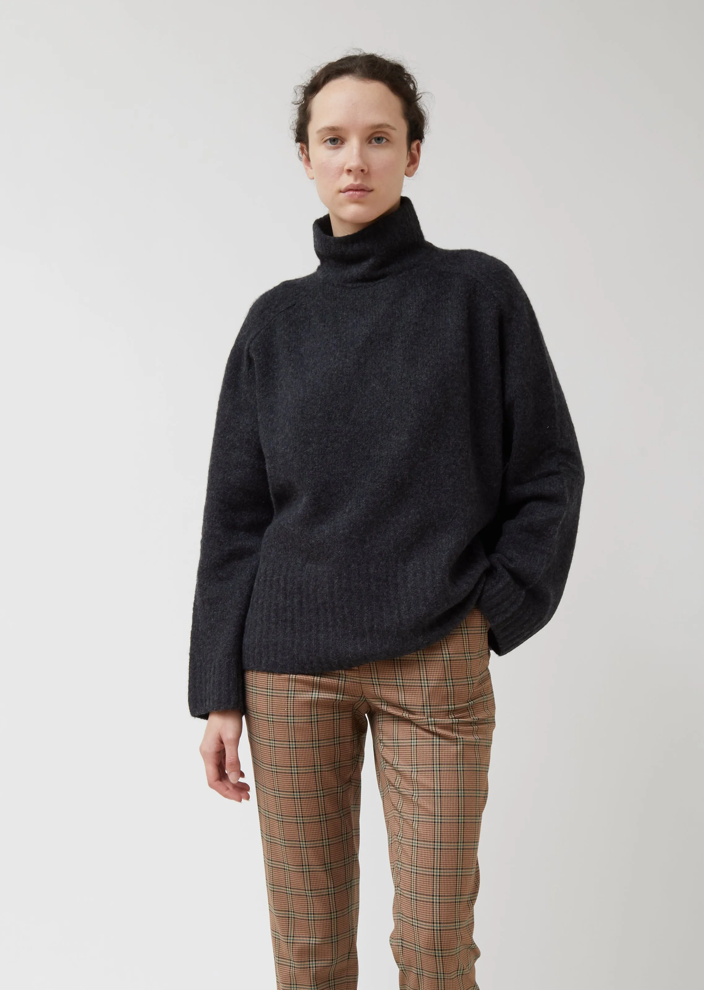 Cashmere Wool Wide Rib Turtleneck