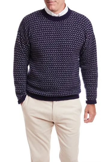 Castaway SHETLAND CREWNECK SWEATER BRUSHED BIRDSEYE-Navy