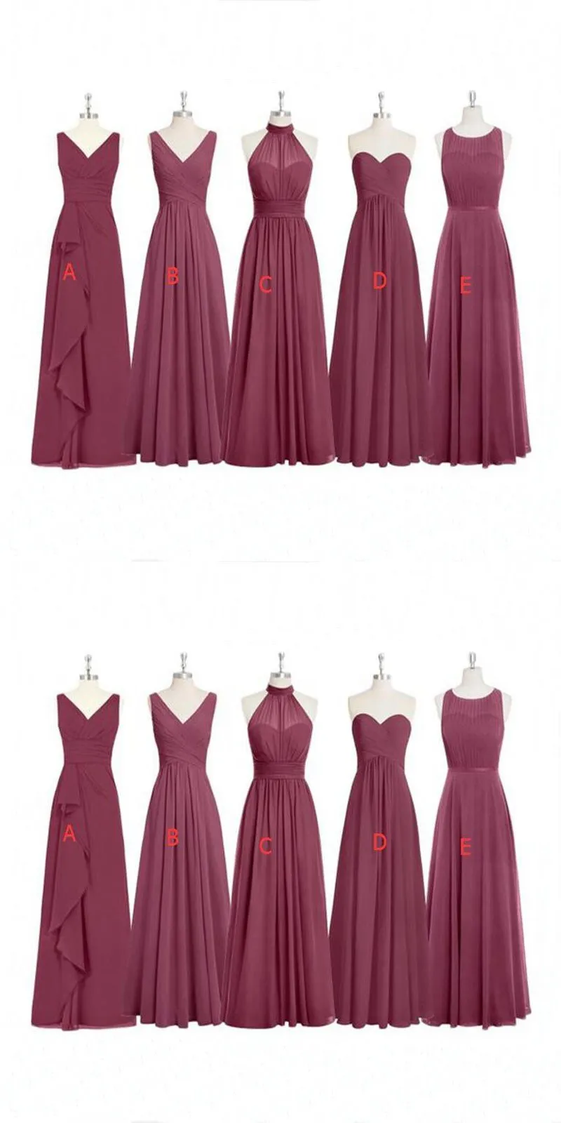 Cheap Elegant Chiffon Mismatched Soft Modes Bridesmaid Dresses, WG12