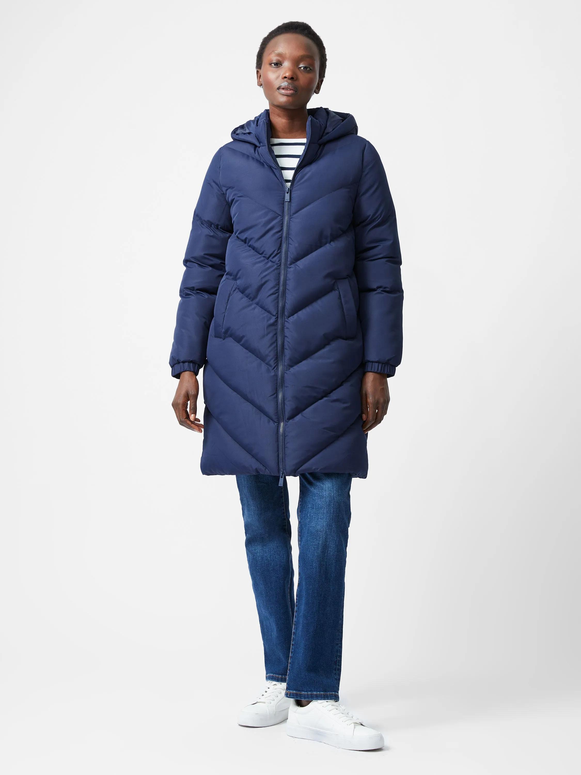 Chevron Hooded Puffer Coat