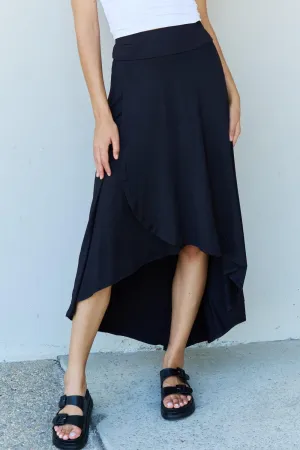 Chic Black High Waist Maxi Skirt with Asymmetrical Hem by Ninexis