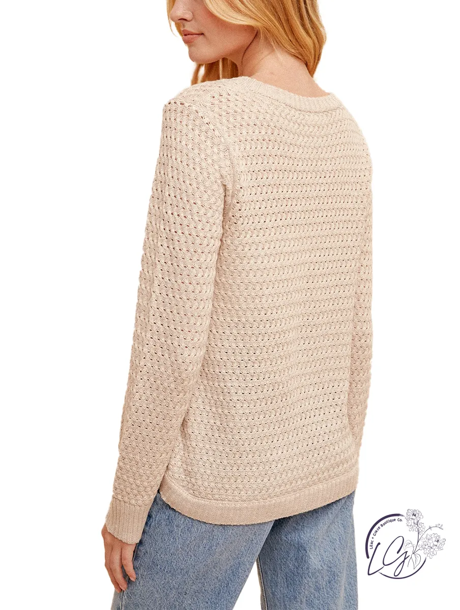 Chic Curve Button Sweater