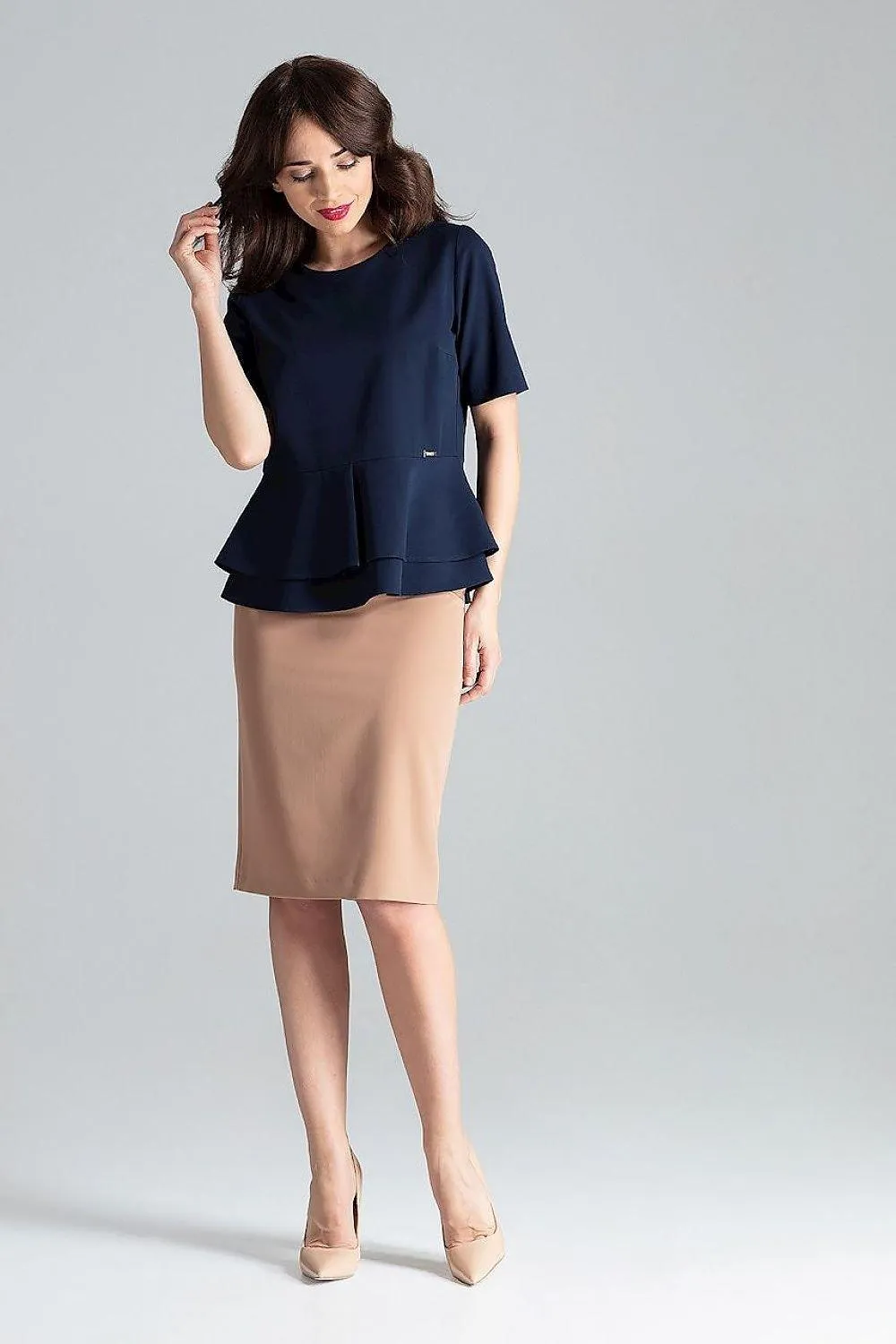 Chic Semi-Circular Neckline Blouse from Lenitif