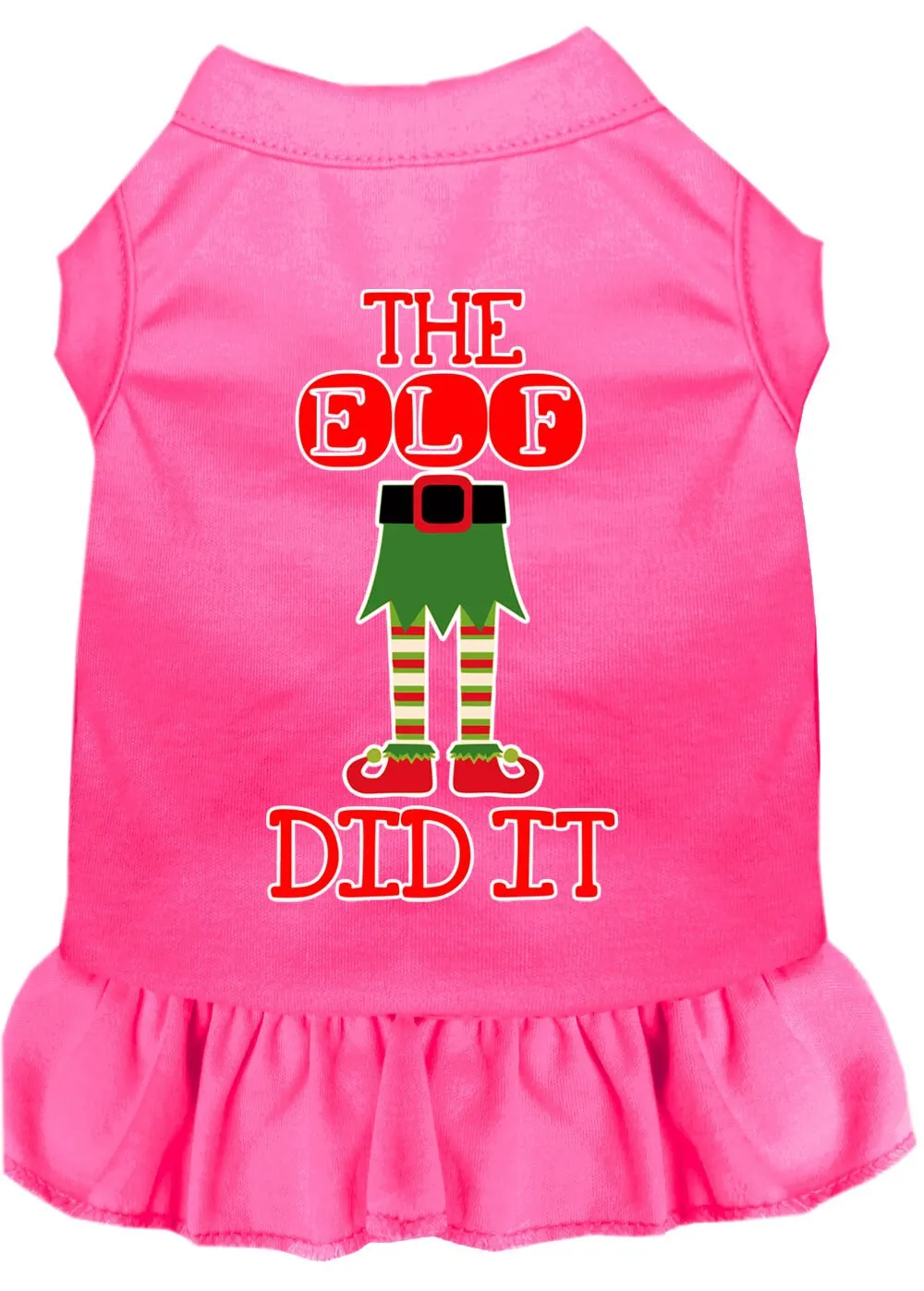 Christmas Pet Dog & Cat Dress Screen Printed, "The Elf Did It"