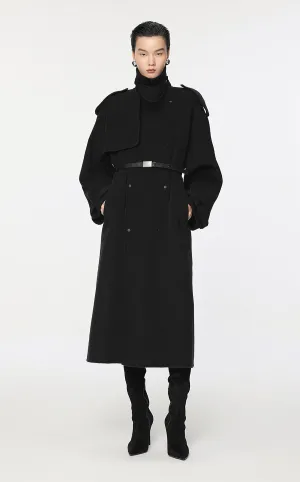 Coat / JNBY Double-Breasted Wool Trench Coat