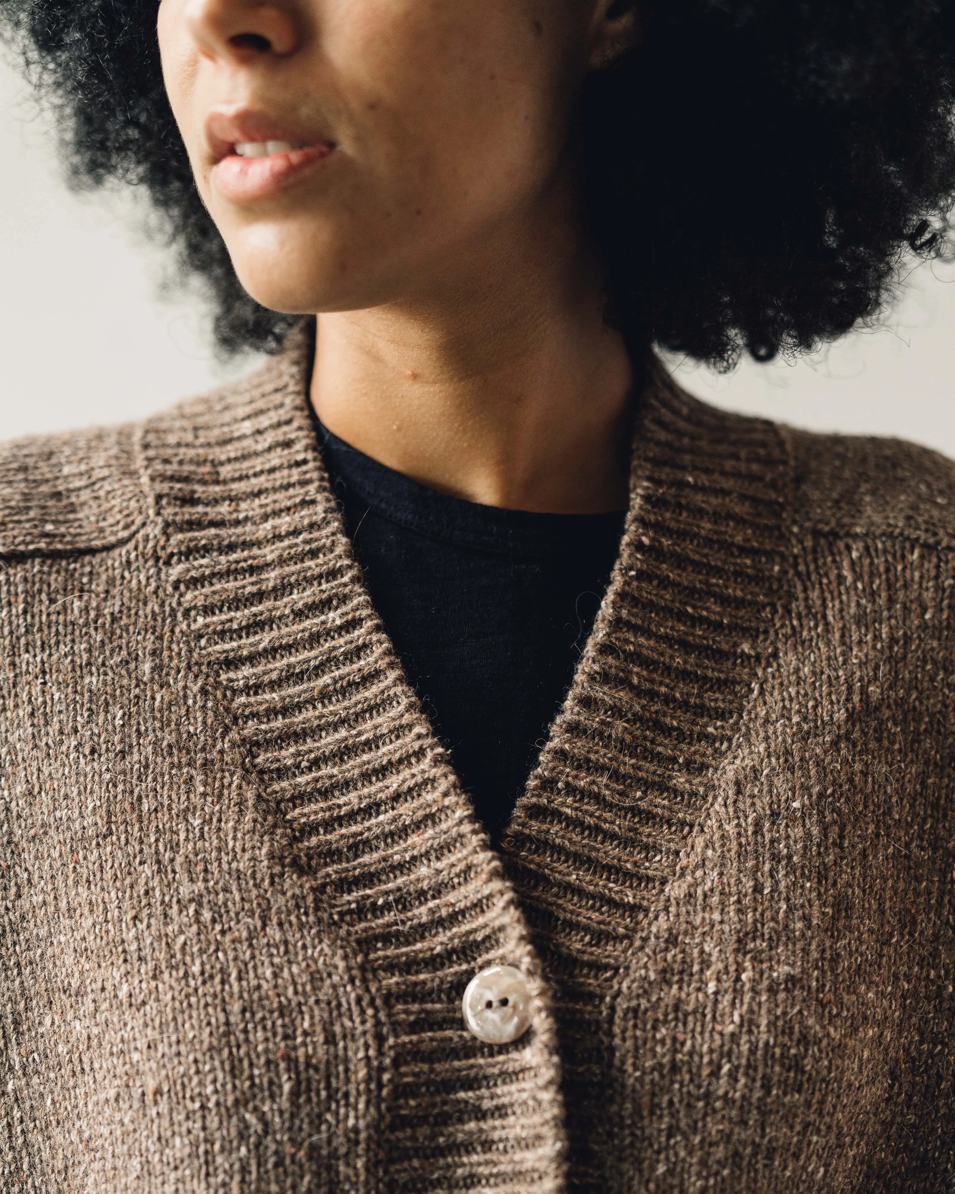 Cordera Soft Wool Cardigan, Deep Taupe