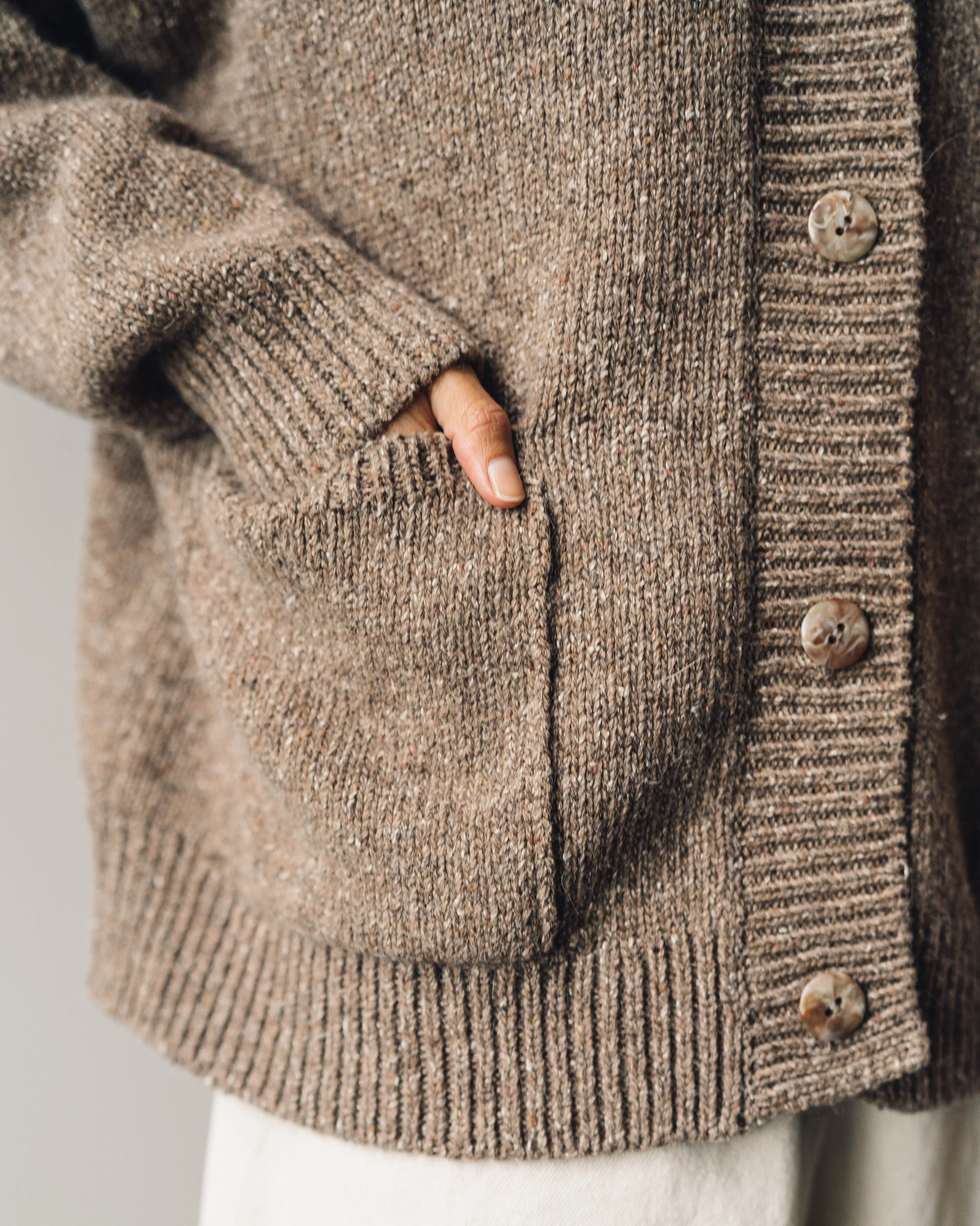 Cordera Soft Wool Cardigan, Deep Taupe