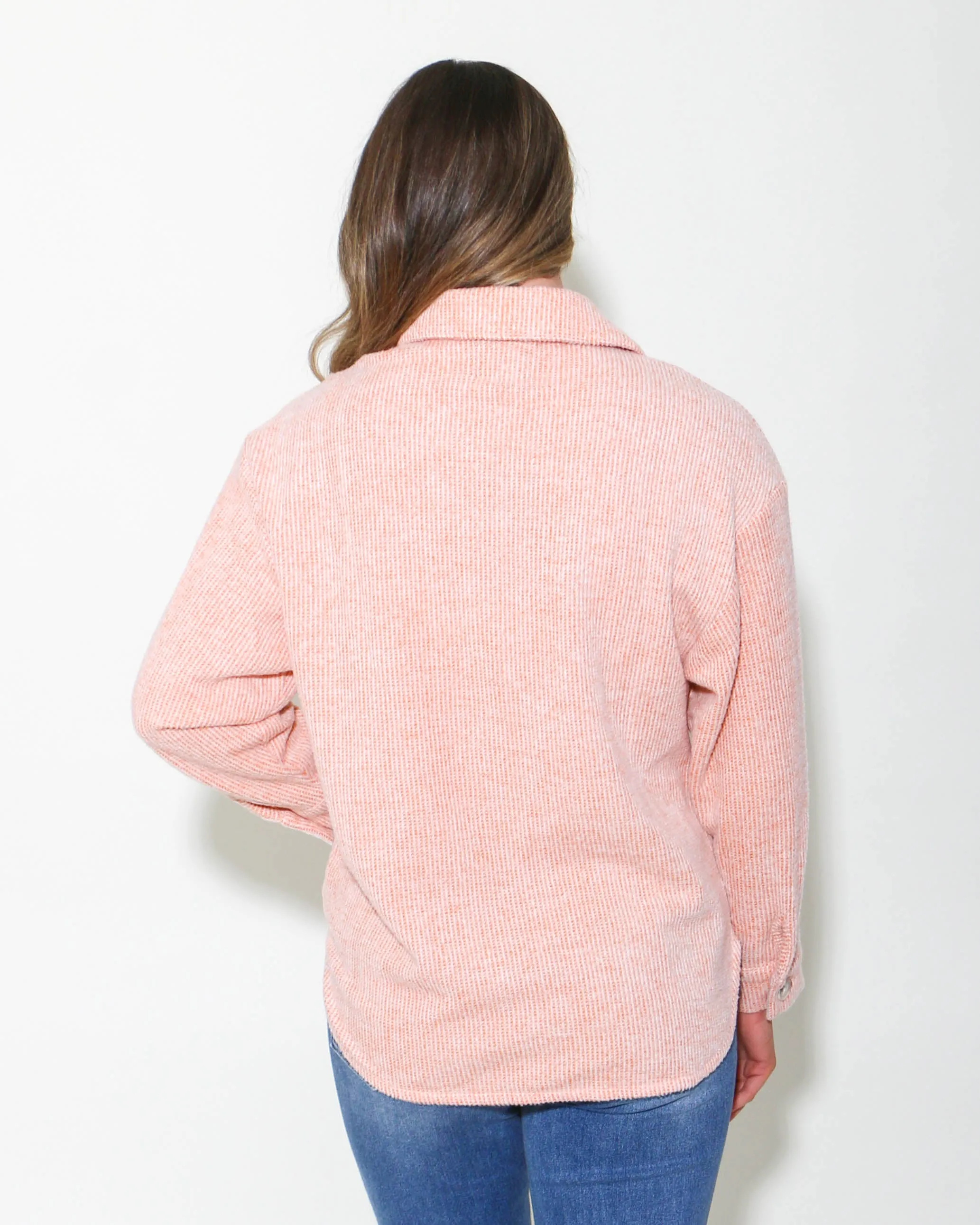 Cozy Brushed Waffle Oversized Shacket Orange