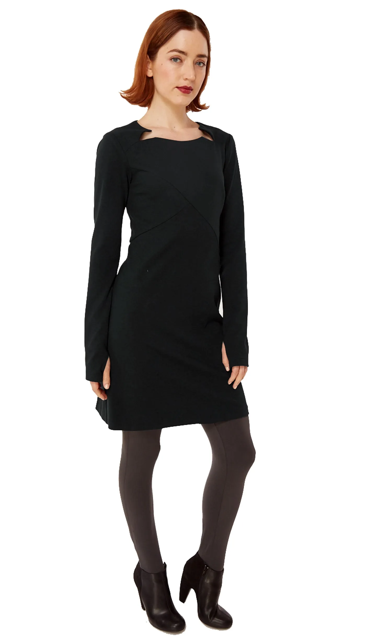 Double Split Front Ponte Long Sleeve Knit dress