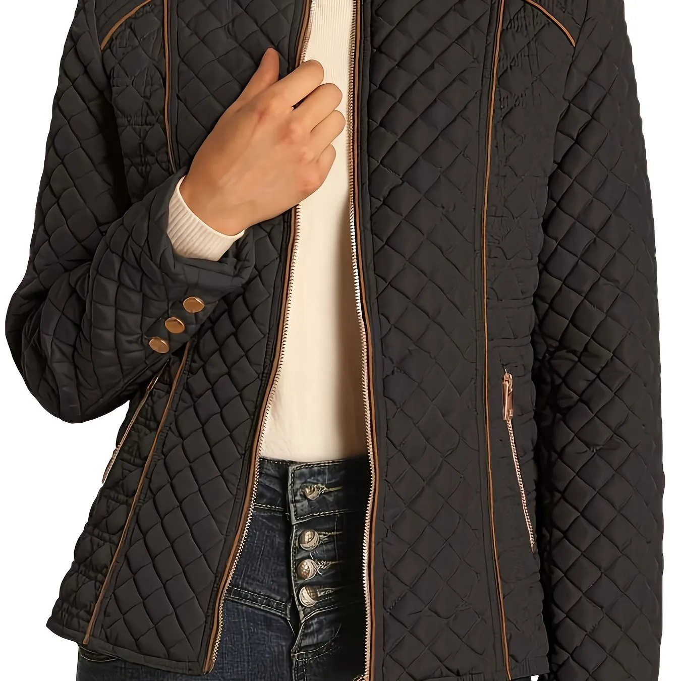 Emma | Recycled quilted down jacket with zipper and pockets