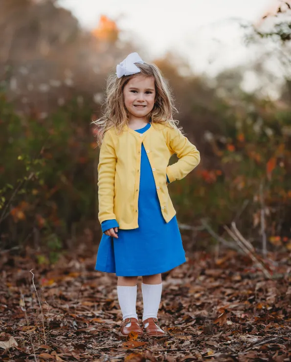 Girls Soft Cotton Button-Down Cardigan | White