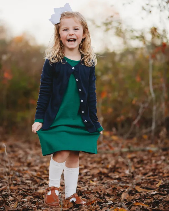 Girls Soft Cotton Button-Down Cardigan | White