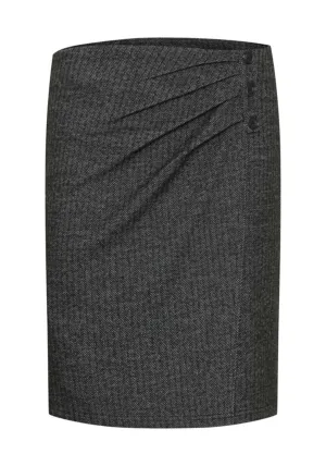 Jersey Knee Lenght Skirt - Black Mix