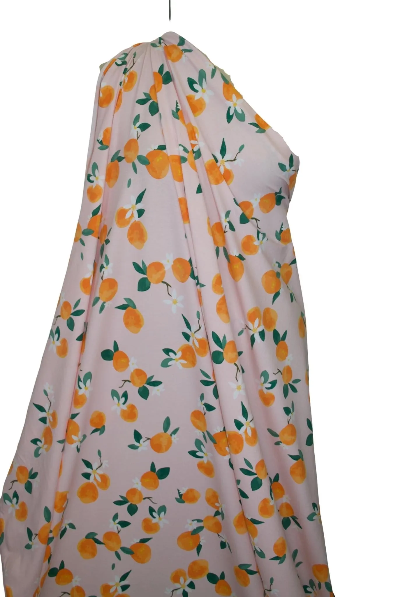 Just Peachy Organic Cotton Jersey - Orange/Green/White on Pink