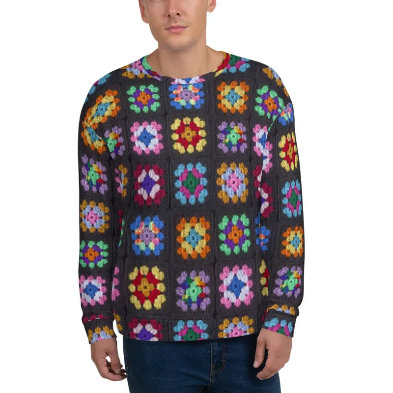 'Kaleidoscope' Classic Granny Square Print Sweatshirt