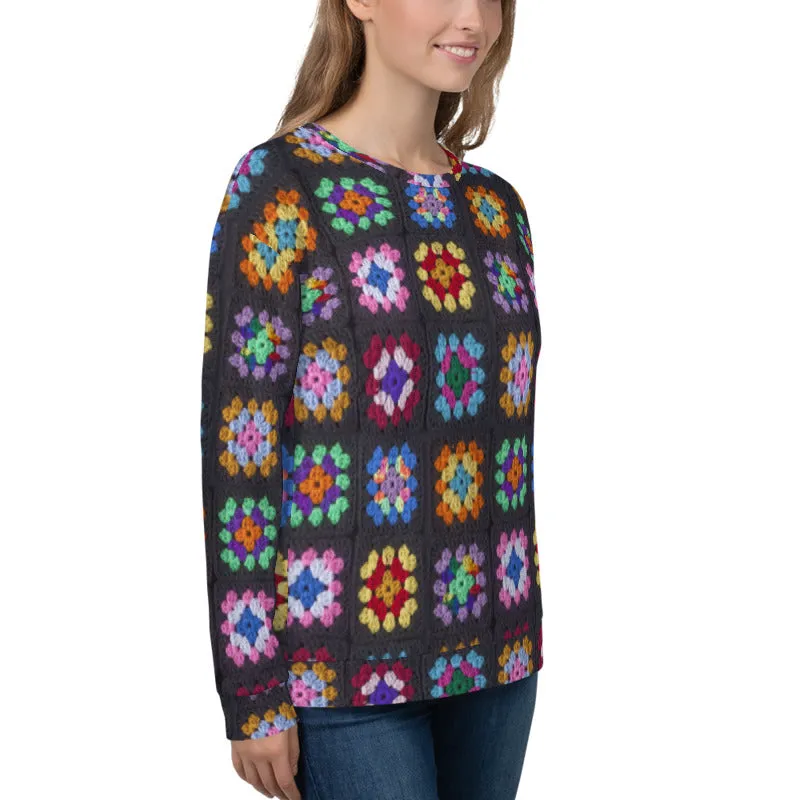 'Kaleidoscope' Classic Granny Square Print Sweatshirt