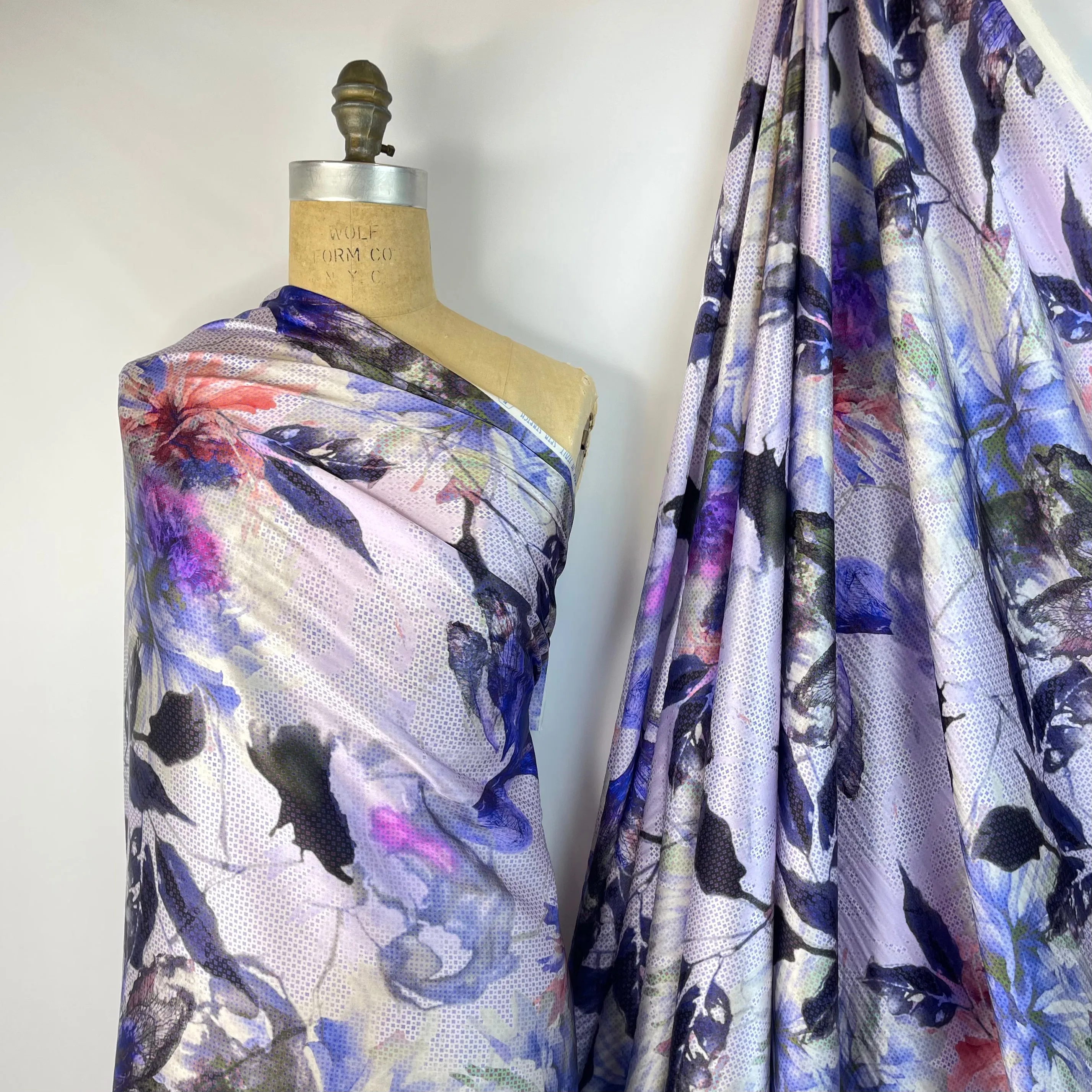 Lilac Botanical Seta Stretch Silk Satin