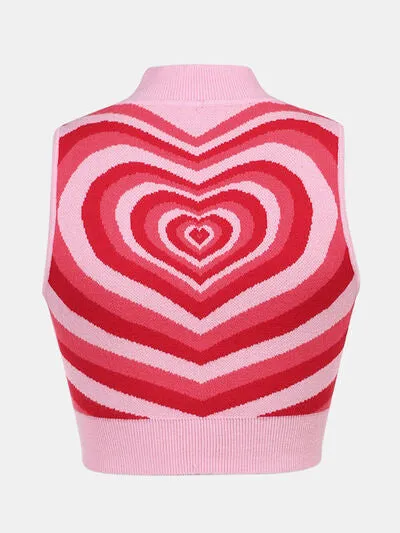 Lucky Heart Graphic Mock Neck Sweater Vest | 3 Colors | Poundton