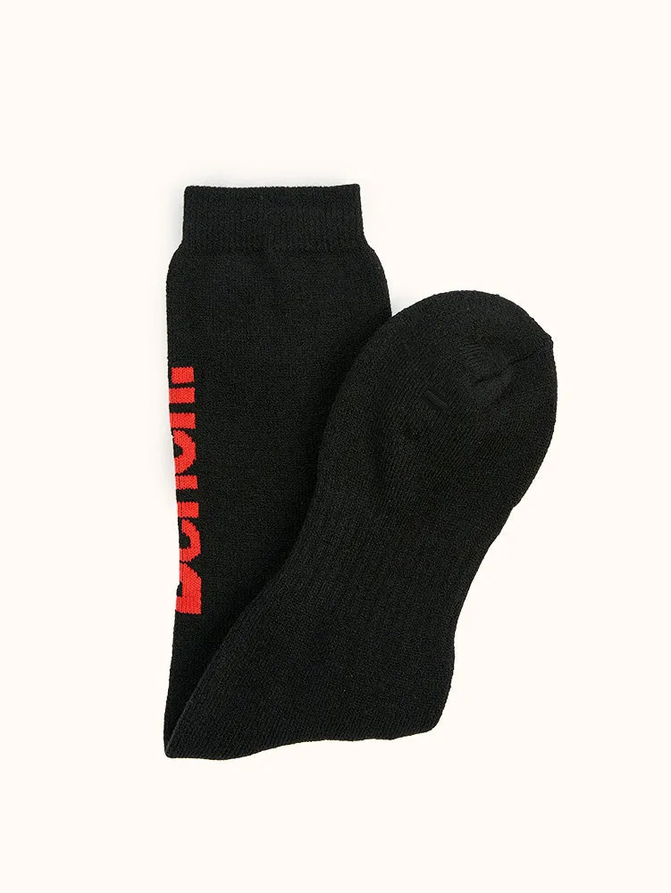 Men's Cushioned Thermal Crew Socks (2 Pairs) - Black/Red