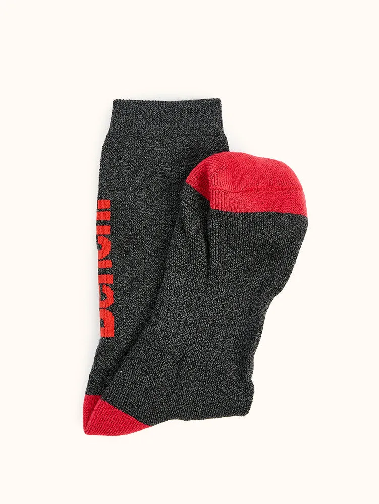 Men's Cushioned Thermal Crew Socks (2 Pairs) - Black/Red