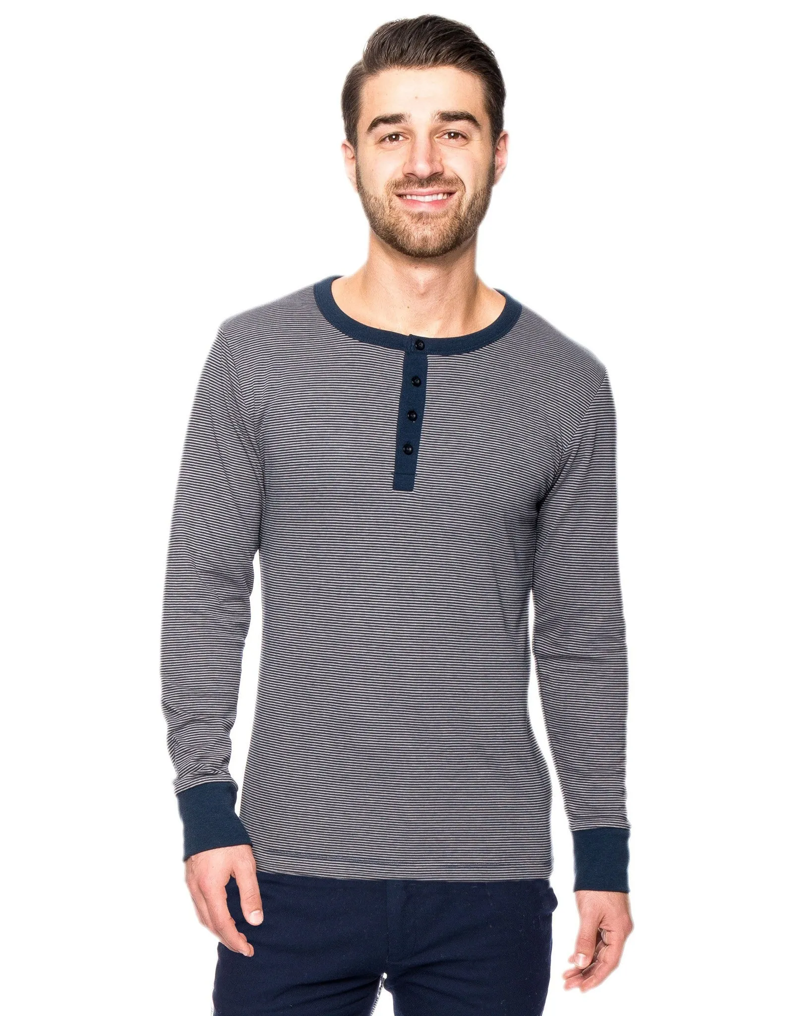 Men's Double Layer Thermal Long Sleeve Henley Top