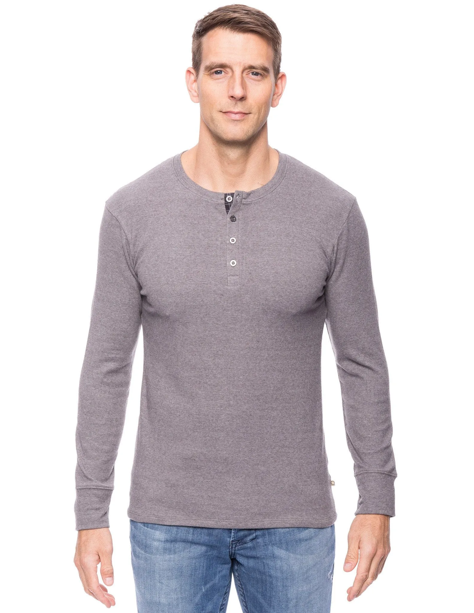 Men's Soft Brushed Rib Long Sleeve Henley Top