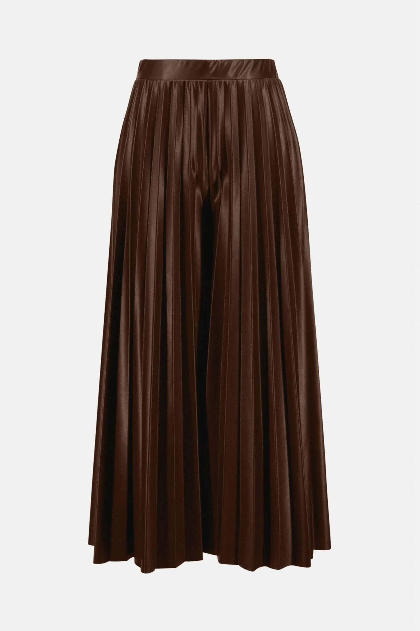 Pleated Faux-Leather Culotte Pants Style 233109 | Mocha