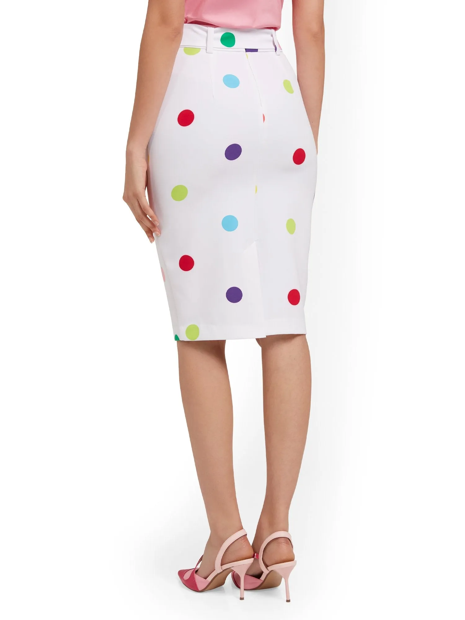 Polka-Dot Tie-Waist Pencil Skirt