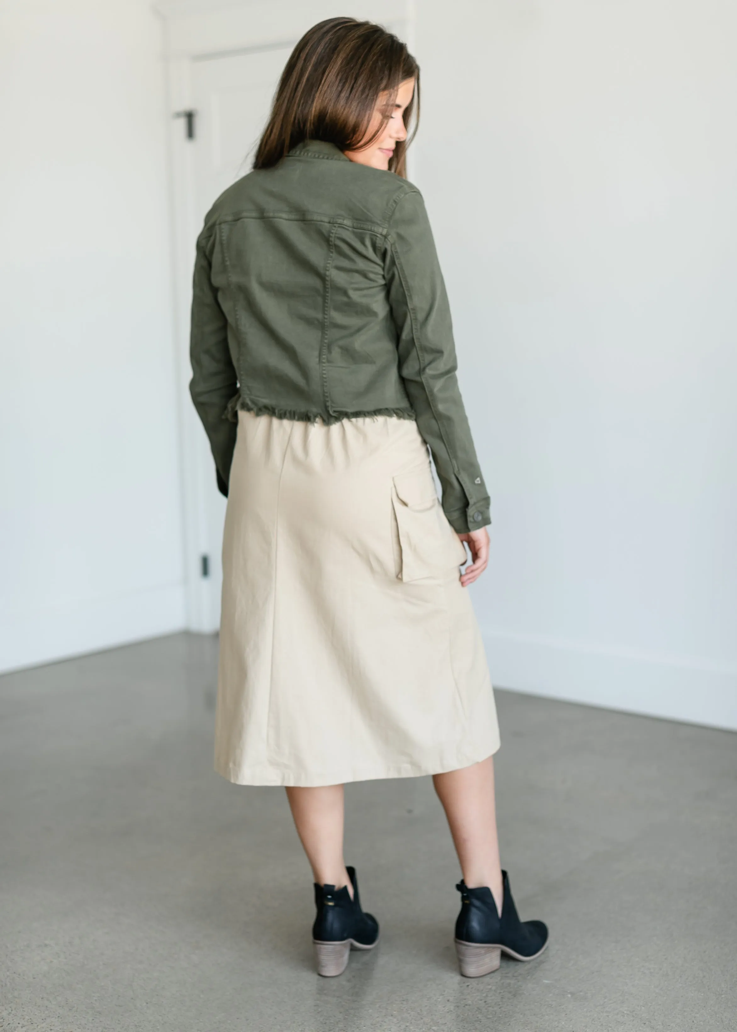 Raw Hem Olive Denim Jacket - FINAL SALE