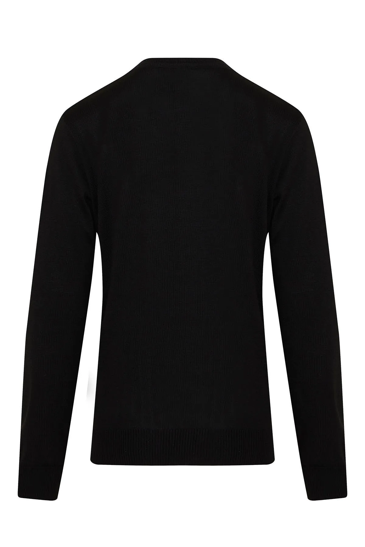 Regular Fit Black - Gray Wool Blend Crewneck Sweater