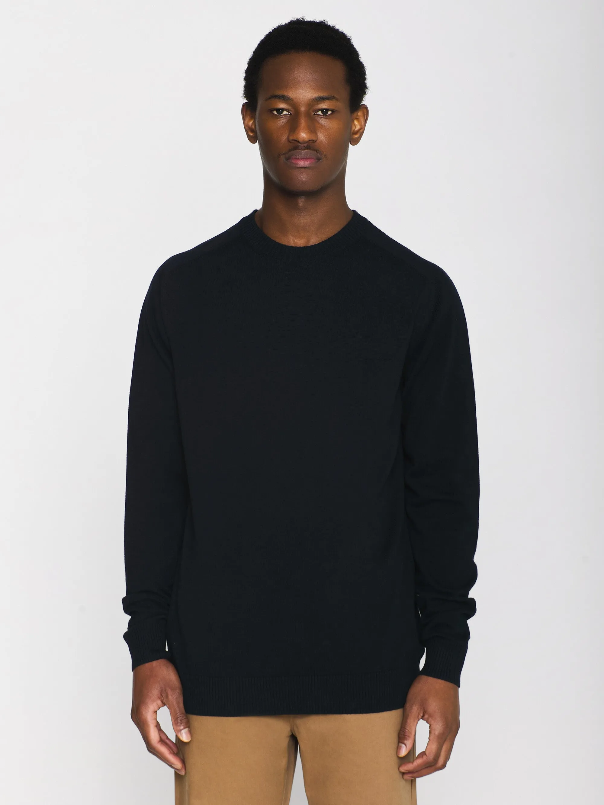 Regular merino knit crew neck - RWS - Total Eclipse