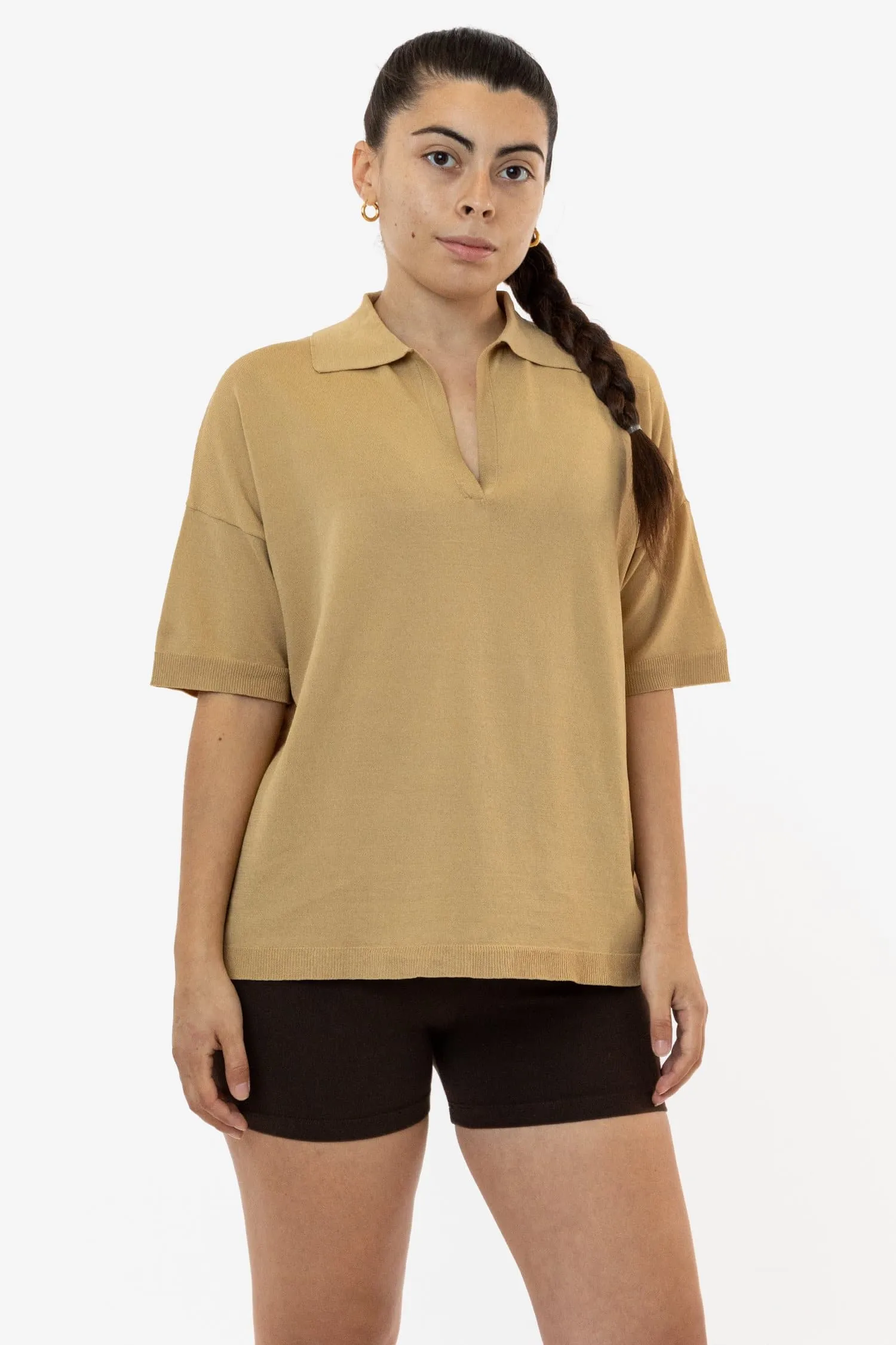 RFK371 - Viscose Nylon Oversized Knit Polo