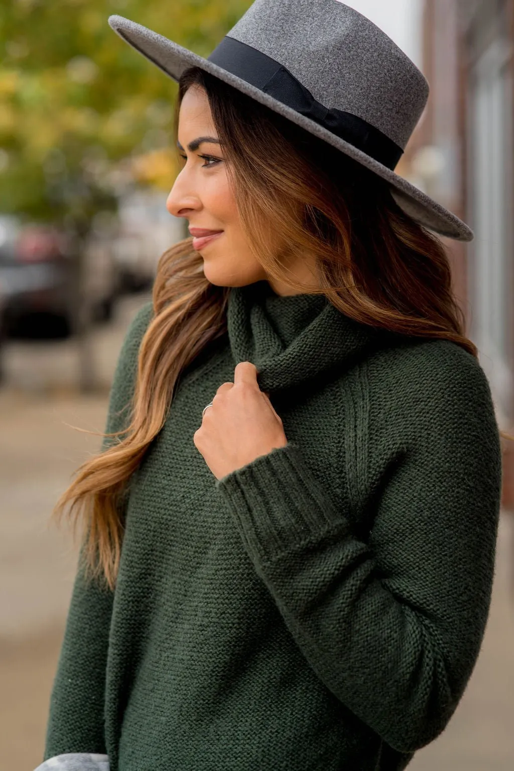 Ribbed Cowl Neck Sweater